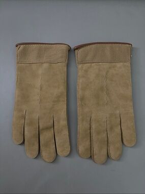 Source Unknown Men's Suede Gloves in Tan with Brown Trim